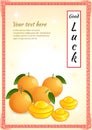 Four oranges and gold tael Royalty Free Stock Photo