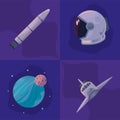 four outer space icons Royalty Free Stock Photo