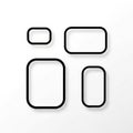 Four Outline Rectangular Shapes with Rounded Corners on a White Background rectangles Royalty Free Stock Photo