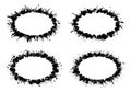 Four black ink splatter oval frames isolated on white background Royalty Free Stock Photo