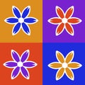 Four Panel Colorful Flower Illustration