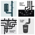 Diagram of plumbing system components pump control panel and flush tank vector Royalty Free Stock Photo