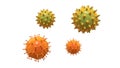 Diferent tipes of pollen floating, 3d illustration