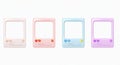 Four pastel colored retro game console frames isolated on white background Royalty Free Stock Photo