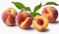 Four peaches on a white background Royalty Free Stock Photo