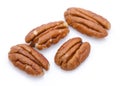 Four pecan nuts Royalty Free Stock Photo