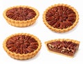 Four Pecan Pies on White Background Royalty Free Stock Photo
