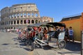 Four pedicab waiting for tourists in Rome, Italy