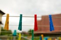 Four Pegs on a String Royalty Free Stock Photo