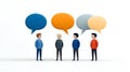 Four people discussing with speech bubbles on a white isolated background Royalty Free Stock Photo
