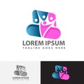 4 four people logo template vector design group sign of persons community symbol Royalty Free Stock Photo