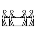 Four people tug of war icon, outline style Royalty Free Stock Photo