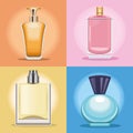 four perfumes bottles icons
