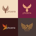 four phoenix birds icons Royalty Free Stock Photo