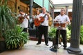 Band playing in city restaurant