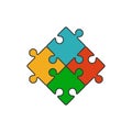 Four piece puzzle flat line icon