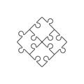 Four piece puzzle line icon