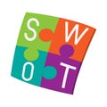 Four pieces colorful SWOT puzzle icon