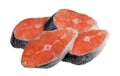 Four pieces of fresh salmon fish antecotes isolated macro Royalty Free Stock Photo