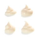 Four piles of mayonnaise or white creamy dressing Royalty Free Stock Photo