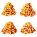 Four Piles of Orange, Yellow, and White Candy Corn Royalty Free Stock Photo