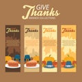 Pilgrim Thanksgiving Celebration Stand Banners Collection With Ornament and Foods