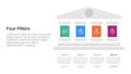 Four pillars framework with ancient classic construction infographic with 4 point stage template with big pillars on right column Royalty Free Stock Photo