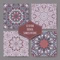 Four pink and blue ethnic eastern style seamless patterns