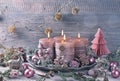 Four pink christmas candle