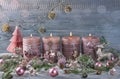 Four pink christmas candle Royalty Free Stock Photo