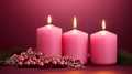 Four pink christmas candle for advent. generative ai Royalty Free Stock Photo