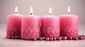 Four pink christmas candle for advent. generative ai Royalty Free Stock Photo