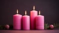 Four pink christmas candle for advent. generative ai Royalty Free Stock Photo