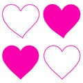 Four pink heart icons