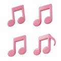 Four pink musical notes isolated on a white background Royalty Free Stock Photo