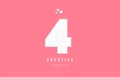 4 four pink white number logo icon design