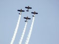 Four piston propeller aerobatic aicraft during display. Royalty Free Stock Photo