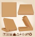 Four pizza box in different positions Royalty Free Stock Photo