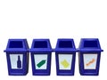 Four plasstic trash recycle colour blue