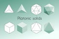 Four Platonic solids. Sacred geometry vector illustration. Royalty Free Stock Photo