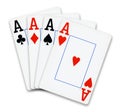 Four playing cards of Aces isolated