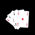 Four playing cards depicting aces