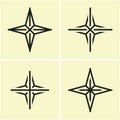 Four Point Star icon. Cross star.