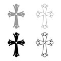 Four pointed cross drop shaped Cross monogram Religious cross icon set black color vector illustration flat style image Royalty Free Stock Photo