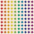 Four-pointed star colors of the rainbow. Seamless pattern