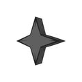 Four pointed star icon, black monochrome style