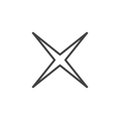 Four pointed star line icon