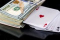 Four poker aces with dollar isolated Royalty Free Stock Photo