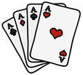 Four poker aces Royalty Free Stock Photo