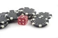 Four poker chips isolated on white background Royalty Free Stock Photo